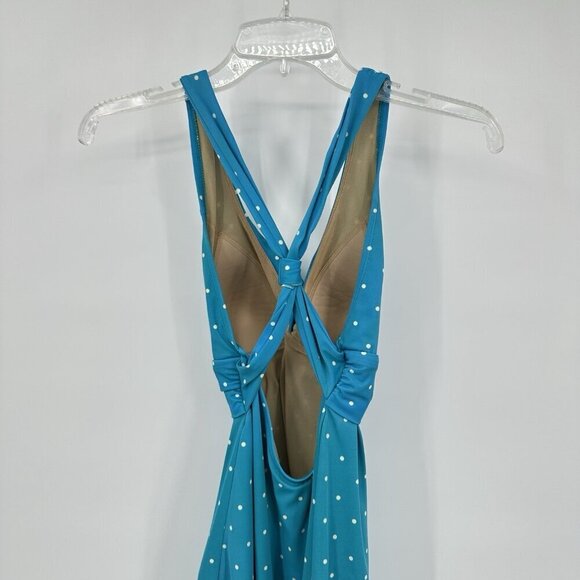 LL BEAN one piece swimsuit padded cups polka dot skirt criss cross modest 6 - Picture 7 of 11